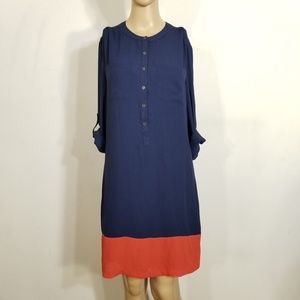 Joe Fresh Orange & Blue Colorblock Dress Small